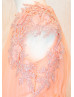 Salmon Ruffle Tulle Lace Appliques Flower Girl Dress